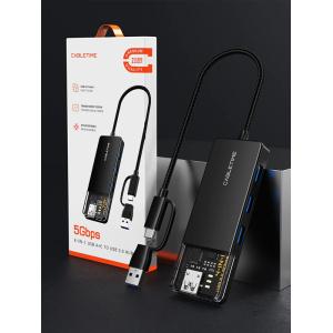 CABLETIME USB hub CT-HUBT3-PB, 4x θυρών, USB/USB-C σύνδεση, 5Gbps, μαύρο | eLabstore.gr