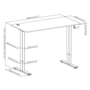 BRATECK γραφείο N12-22R-B με ρυθμιζόμενο ύψος, 120x60cm, καφέ | Αναλώσιμα - Είδη Γραφείου | elabstore.gr