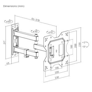 POWERTECH επιτοίχια βάση PT-1129 για τηλεόραση 23-43", full motion, 30kg | Εικόνα & Ήχος | elabstore.gr