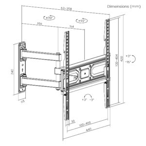 POWERTECH επιτοίχια βάση PT-1131 για τηλεόραση 32-55", full motion, 35kg | Εικόνα & Ήχος | elabstore.gr