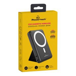POWERTECH power bank PT-1136, 10000mAh, magnetic wireless, 22.5W, μαύρο | Αξεσουάρ κινητών | elabstore.gr