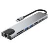 POWERTECH docking station PTH-103, 8 θυρών, USB-C σύνδεση, 100W PD, γκρι | Συνοδευτικά PC | elabstore.gr