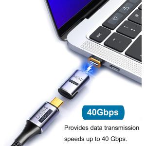 POWERTECH αντάπτορας USB-C PTH-106, μαγνητικός, 140W, 40Gbps, γκρι | Καλώδια - Αντάπτορες | elabstore.gr