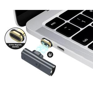 POWERTECH αντάπτορας USB-C PTH-108, μαγνητικός, 100W, 40Gbps, γκρι | Καλώδια - Αντάπτορες | elabstore.gr