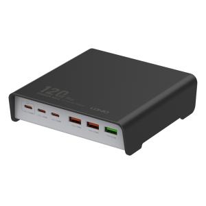 LDNIO σταθμός φόρτισης Q605, 3x USB-C & 3x USB, 120W, PD/QC, μαύρος | Αξεσουάρ κινητών | elabstore.gr