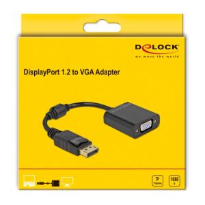 DELOCK αντάπτορας DisplayPort σε VGA 61006, 1920x1200p, passive, μαύρος | Καλώδια - Αντάπτορες | elabstore.gr