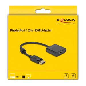 DELOCK αντάπτορας DisplayPort σε HDMI 63585, 4K/30Hz, active, μαύρος | Καλώδια - Αντάπτορες | elabstore.gr