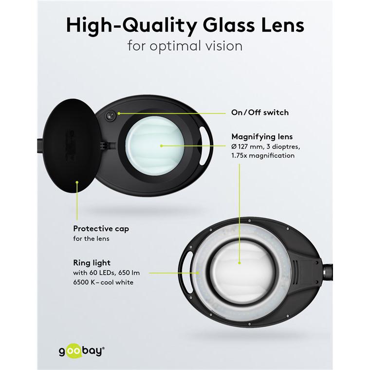 GOOBAY μεγεθυντικός φακός 64989 με σφιγκτήρα, LED, 3 διόπτρες, 1.75x | eLabstore.gr GOOBAY μεγεθυντικός φακός 64989 με σφιγκτήρα, LED, 3 διόπτρες, 1.75x | Εργαλεία | elabstore.gr