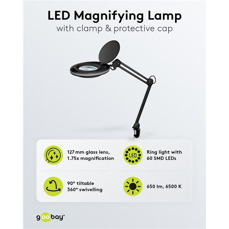 GOOBAY μεγεθυντικός φακός 64989 με σφιγκτήρα, LED, 3 διόπτρες, 1.75x | eLabstore.gr GOOBAY μεγεθυντικός φακός 64989 με σφιγκτήρα, LED, 3 διόπτρες, 1.75x | Εργαλεία | elabstore.gr