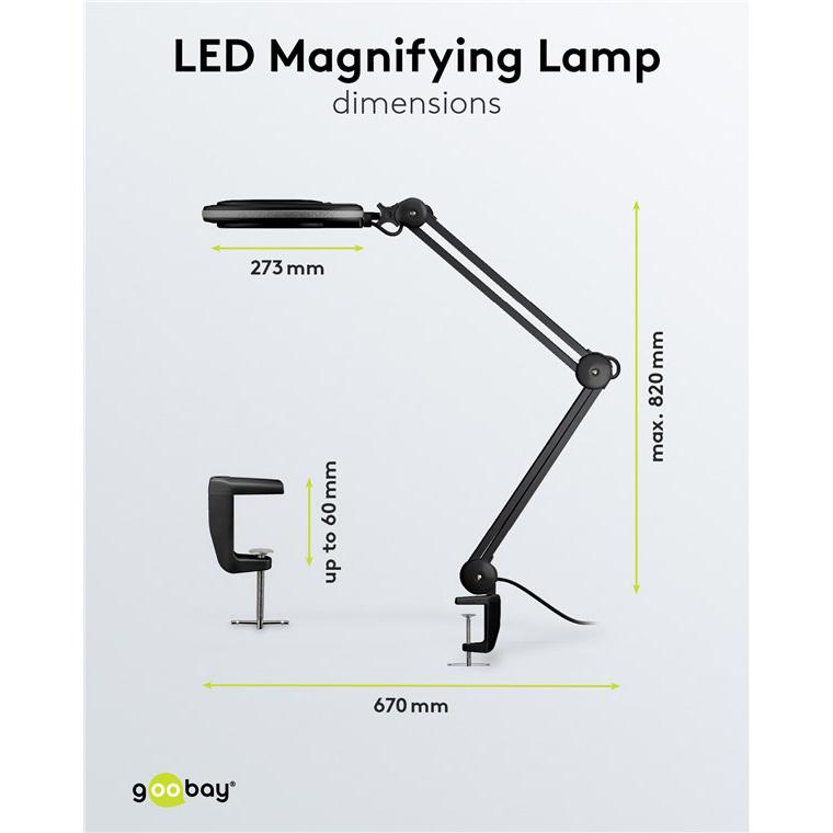 GOOBAY μεγεθυντικός φακός 64989 με σφιγκτήρα, LED, 3 διόπτρες, 1.75x | eLabstore.gr GOOBAY μεγεθυντικός φακός 64989 με σφιγκτήρα, LED, 3 διόπτρες, 1.75x | Εργαλεία | elabstore.gr