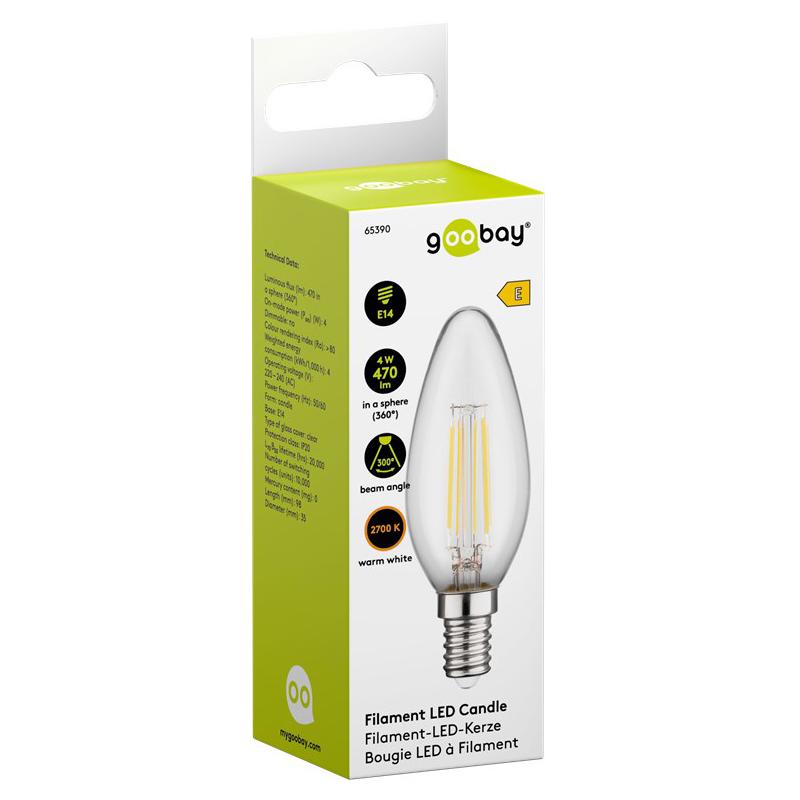GOOBAY LED λάμπα candle 65390, E14, Filament, 4W, 2700K, 470lm | eLabstore.gr GOOBAY LED λάμπα candle 65390, E14, Filament, 4W, 2700K, 470lm | Φωτισμός | elabstore.gr