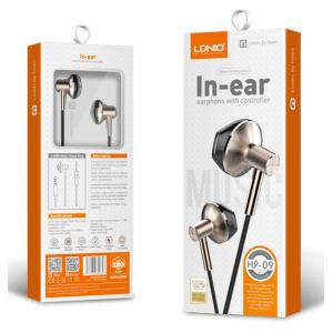LDNIO earphones με μικρόφωνο HP09, 3.5mm, 1.2m, ροζ χρυσό | Αξεσουάρ κινητών | elabstore.gr