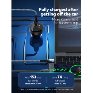 LDNIO φορτιστής αυτοκινήτου C101 με καλώδιο, USB/USB-C, 100W PD, μαύρος | Αξεσουάρ κινητών | elabstore.gr