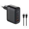 LDNIO φορτιστής τοίχου Q366 με καλώδιο, USB/2x USB-C, 65W, GaN, μαύρος | Αξεσουάρ κινητών | elabstore.gr