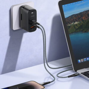 LDNIO φορτιστής τοίχου Q366 με καλώδιο, USB/2x USB-C, 65W, GaN, μαύρος | Αξεσουάρ κινητών | elabstore.gr