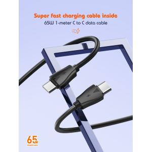 LDNIO φορτιστής τοίχου Q366 με καλώδιο, USB/2x USB-C, 65W, GaN, μαύρος | eLabstore.gr