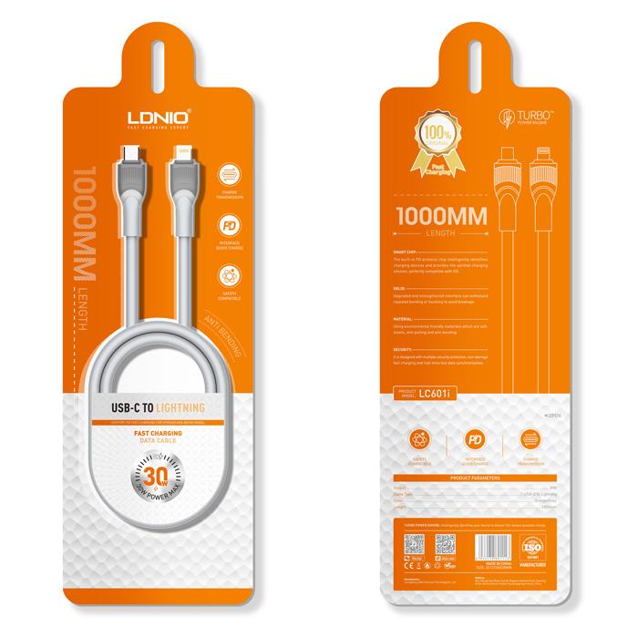 LDNIO καλώδιο Lightning σε USB-C LC601I, 30W PD, 1m, γκρι | eLabstore.gr LDNIO καλώδιο Lightning σε USB-C LC601I, 30W PD, 1m, γκρι | Καλώδια - Αντάπτορες | elabstore.gr
