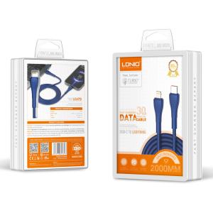 LDNIO καλώδιο Lightning σε USB-C LC672I, 30W PD, 2m, μπλε | eLabstore.gr LDNIO καλώδιο Lightning σε USB-C LC672I, 30W PD, 2m, μπλε | Καλώδια - Αντάπτορες | elabstore.gr