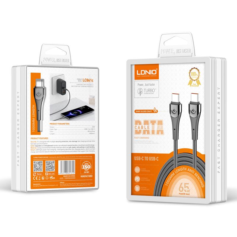 LDNIO καλώδιο USB-C σε USB-C LC861C, 65W PD, 1m, γκρι | eLabstore.gr LDNIO καλώδιο USB-C σε USB-C LC861C, 65W PD, 1m, γκρι - Image 6