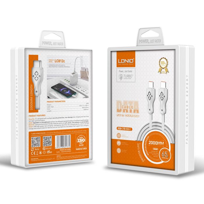 LDNIO καλώδιο USB-C σε USB-C LC812C, 65W PD, 2m, λευκό | eLabstore.gr LDNIO καλώδιο USB-C σε USB-C LC812C, 65W PD, 2m, λευκό - Image 6