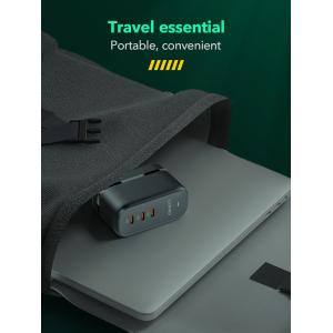 LDNIO φορτιστής τοίχου Q367 με καλώδιο USB-C, 3x USB-C, 65W, GaN, μαύρος | Αξεσουάρ κινητών | elabstore.gr