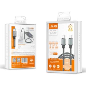 LDNIO καλώδιο USB-C σε USB-C LC441C, 65W PD, 1m, γκρι | Καλώδια - Αντάπτορες | elabstore.gr
