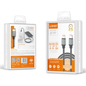 LDNIO καλώδιο Lightning σε USB-C LC441I, 30W PD, 1m, γκρι | Καλώδια - Αντάπτορες | elabstore.gr