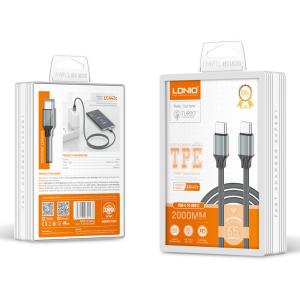 LDNIO καλώδιο USB-C σε USB-C LC442C, 65W PD, 2m, γκρι | Καλώδια - Αντάπτορες | elabstore.gr