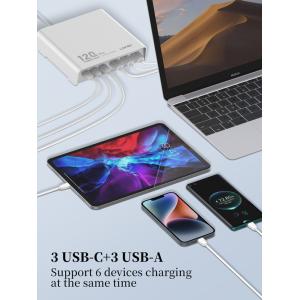 LDNIO σταθμός φόρτισης Q605, 3x USB-C & 3x USB, 120W, PD/QC, λευκός | Αξεσουάρ κινητών | elabstore.gr