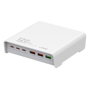 LDNIO σταθμός φόρτισης Q605, 3x USB-C & 3x USB, 120W, PD/QC, λευκός | Αξεσουάρ κινητών | elabstore.gr