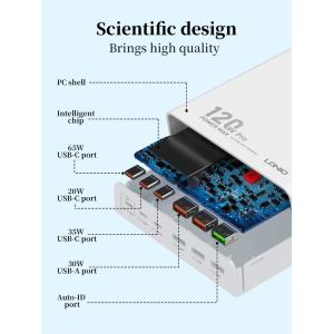 LDNIO σταθμός φόρτισης Q605, 3x USB-C & 3x USB, 120W, PD/QC, λευκός | Αξεσουάρ κινητών | elabstore.gr