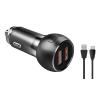 LDNIO φορτιστής αυτοκινήτου C503Q με καλώδιο, 2x USB, 36W, QC, γκρι | Αξεσουάρ κινητών | elabstore.gr