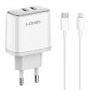 LDNIO φορτιστής τοίχου A2528M με καλώδιο, 2x USB-C, 35W, MFi, λευκό | Αξεσουάρ κινητών | elabstore.gr