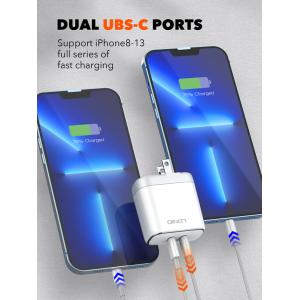 LDNIO φορτιστής τοίχου A2528M με καλώδιο, 2x USB-C, 35W, MFi, λευκό | Αξεσουάρ κινητών | elabstore.gr