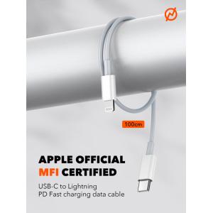 LDNIO φορτιστής τοίχου A2528M με καλώδιο, 2x USB-C, 35W, MFi, λευκό | Αξεσουάρ κινητών | elabstore.gr