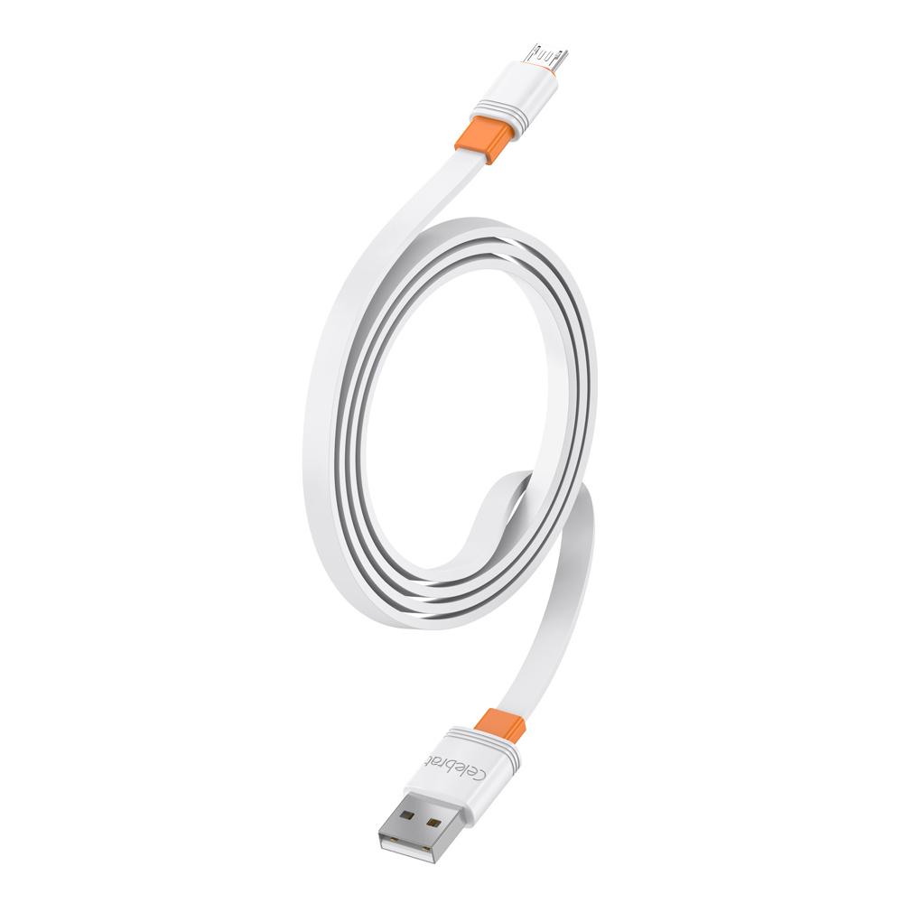 CELEBRAT καλώδιο micro USB σε USB CB-33M, flat, 2.1A, 1m, λευκό | eLabstore.gr CELEBRAT καλώδιο micro USB σε USB CB-33M, flat, 2.1A, 1m, λευκό | Καλώδια - Αντάπτορες | elabstore.gr