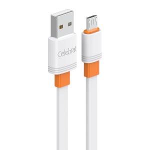 CELEBRAT καλώδιο micro USB σε USB CB-33M, flat, 2.1A, 1m, λευκό | Καλώδια - Αντάπτορες | elabstore.gr