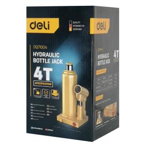 DELI υδραυλικός γρύλος μπουκάλας DQ71004, έως 4 τόνοι, 37cm, κίτρινος | Εργαλεία | elabstore.gr