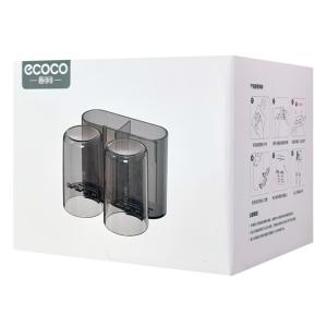 ECOCO βάση οδοντόβουρτσας E2229 με 2 ποτήρια, μαύρη-διάφανη | Οικιακός εξοπλισμός | elabstore.gr