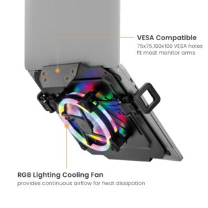 BRATECK βάση & ψύξη laptop NBH-8GL για βάση VESA, RGB, έως 17", μαύρη | Εικόνα & Ήχος | elabstore.gr