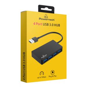POWERTECH USB hub PT-1145, 4x θυρών, 5Gbps, USB σύνδεση, μαύρο | Συνοδευτικά PC | elabstore.gr