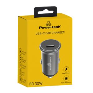 POWERTECH φορτιστής αυτοκινήτου PT-1147, USB-C, 30W PD, γκρι | Αξεσουάρ κινητών | elabstore.gr