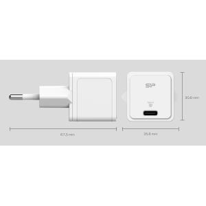 SILICON POWER φορτιστής τοίχου SP20WASYQM121PCW, USB-C, PD 20W, λευκός | Αξεσουάρ κινητών | elabstore.gr