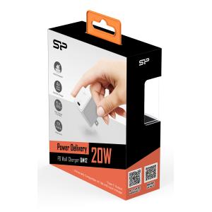 SILICON POWER φορτιστής τοίχου SP20WASYQM121PCW, USB-C, PD 20W, λευκός | Αξεσουάρ κινητών | elabstore.gr