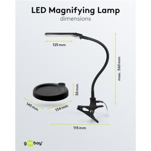GOOBAY μεγεθυντικός φακός 64990 με κλιπ & βάση, LED, 3 διόπτρες 1.75x | eLabstore.gr