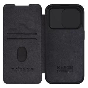 NILLKIN θήκη Qin Pro για iPhone 15 Pro, δερμάτινη, μαύρη | Αξεσουάρ κινητών | elabstore.gr