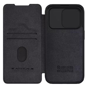 NILLKIN θήκη Qin Pro για iPhone 15 Pro Max, δερμάτινη, μαύρη | Αξεσουάρ κινητών | elabstore.gr