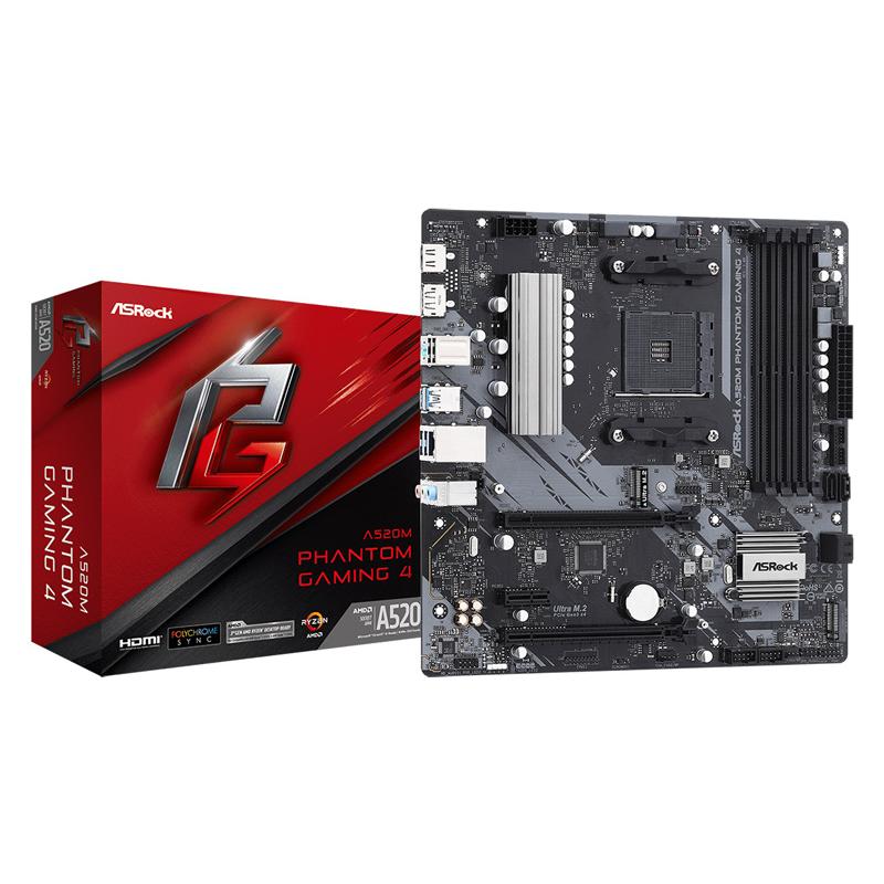 ASROCK μητρική A520M Phantom Gaming 4, 4x DDR4, AM4, USB 3.2, mATX | eLabstore.gr ASROCK μητρική A520M Phantom Gaming 4, 4x DDR4, AM4, USB 3.2, mATX | PC & Αναβάθμιση | elabstore.gr