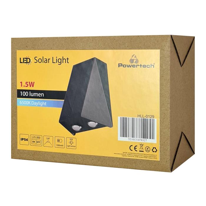 POWERTECH LED φωτιστικό τοίχου HLL-0129, ηλιακό, 1.5W, 6500K, 1300mAh | eLabstore.gr POWERTECH LED φωτιστικό τοίχου HLL-0129, ηλιακό, 1.5W, 6500K, 1300mAh | Φωτισμός | elabstore.gr
