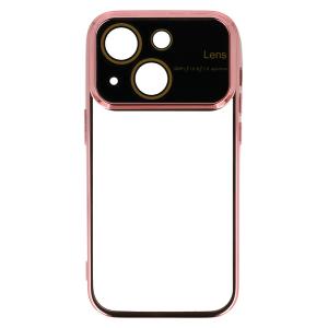 POWERTECH θήκη Electro Lens MOB-1945 για iPhone 15, διάφανη-ροζ χρυσό | Αξεσουάρ κινητών | elabstore.gr